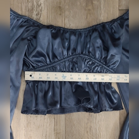 Elegant Blue Off-Shoulder Women's Top - Picture 5 of 5